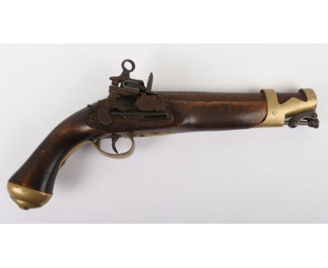 Spanish Royal Guard Pistol: A vintage reproduction of this flint lock pistol in wood, steel and brass. 
THIS LOT CAN NOT BE S