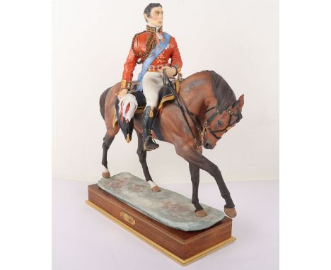 Royal Worcester Porcelain Sculpture of Wellington: Limited edition horseman figure of the Duke of Wellington from a series of