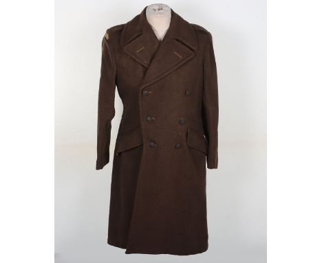 WW2 Home Guard Great Coat: Large heavy  cold weather coat complete with buttons and Home Guard badges to shoulders, F&D 7 (Fl