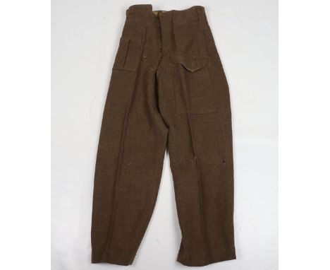 WW2 Canadian Battle Dress Trousers: Stamped inside arrow with a C ,makers Park Manor Cloths, size 4 , dated May 1945 complete