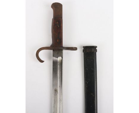 WW2 Japanese Army Type 30 Arisaka Bayonet: Bayonet with Kokura Arsenal mark to blade housed in black metal scabbard ,total le