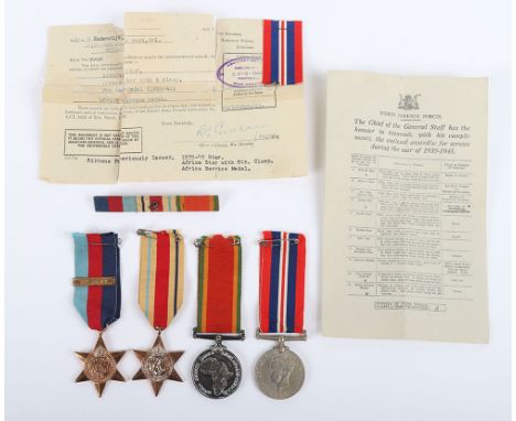 A Second World War group of 4 for service in the South African armed forces. 1939-45 Star Medal, Africa Star Medal with clasp