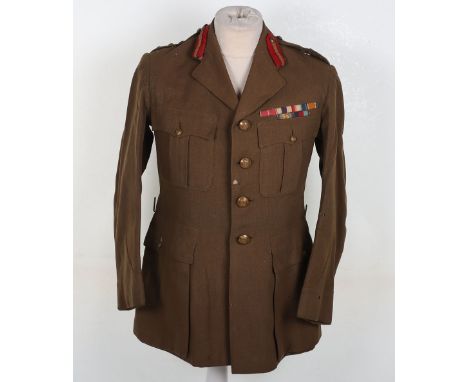 British Royal Engineers  WW1 / WW2 OBE & MC Winners Colonels Tunic: Royal Engineers brass button tunic with brass rank badges