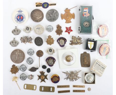 Assortment of various medals, button hole badges, collar badges, buttons etc. Lot includes 1938 German Day Badge, London Rifl