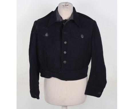 WW2 ARP / NFS  Battle Dress Blouse: Dark navy blouse with plastic buttons, label inside with size 7 and makers E.RAFFLES, arr