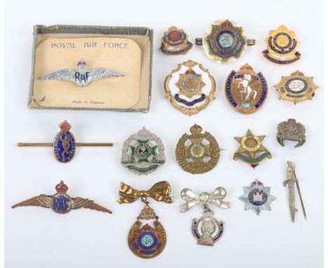 Small selection of  Sweetheart badges. Lot includes examples of The Royal Air Force (x2), The Royal Armoured Corps, The Rifle