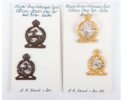Grouping of King’s Crown Officers Service Dress & Silver & Gilt cap & collar badges to the Royal Army Veterinary Corps 4 item