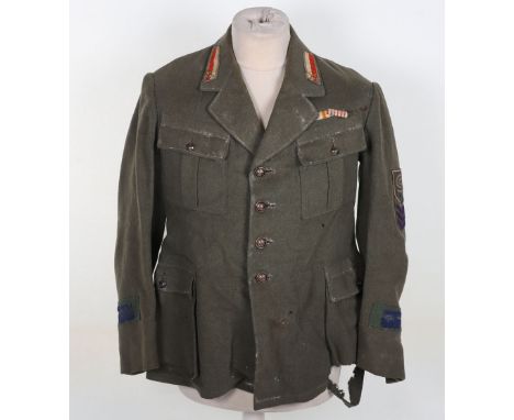 Rare WW1 Era Czech Legion Tunic: Field green/grey tunic complete with buttons and badges to collars and arm , with WW1 ribbon