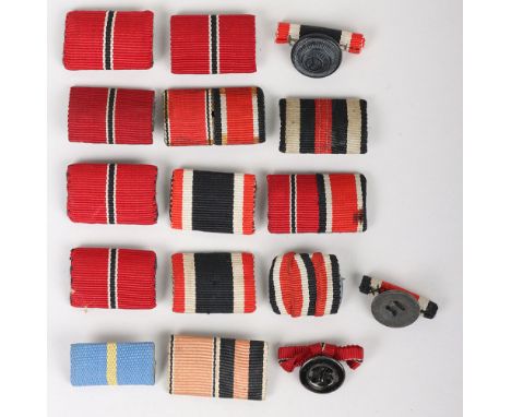 WW2 German Medal Ribbon Bars: A selection of military ribbon bars to include Russian Front, Iron Cross, War Merit Cross , 1st