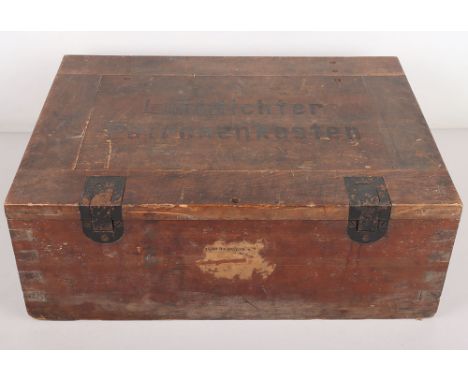 WW2 German Army 7.92 Ammunition Box: Heavy wood crate box with metal lining inside with K98 ammunition label inside and detai