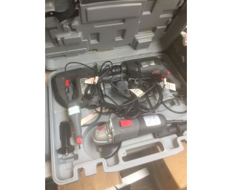 BOX WITH ELECTRICAL DRILL, ANGLE GRINDER, JIGSAW