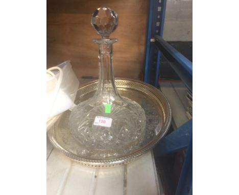 GLASS DECANTER & PLATED WARE