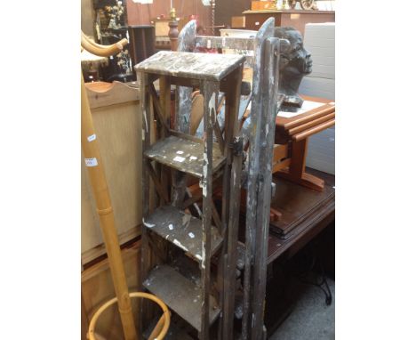 2 SETS OF WOODEN STEP LADDERS
