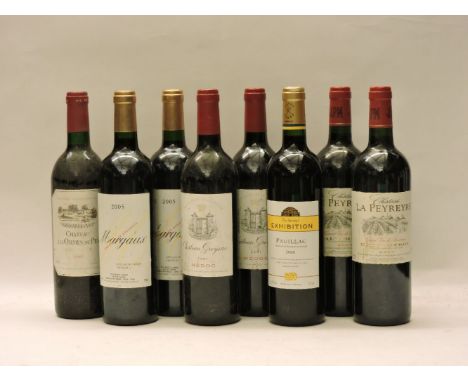 Assorted Red Bordeaux to include: Château Les Ormes de Pez, Saint-Estèphe Cru Bourgeois Exceptionnel, 1985, one bottle; Marga