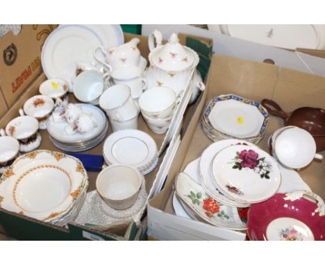 TWO TRAYS OF ASSORTED CHINA TO INCLUDE ROYAL ALBERT HERITAGE COFFEE CUPS