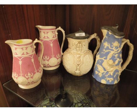 FOUR VICTORIAN CERAMIC JUGS