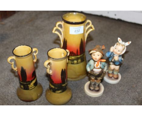 TWO GOEBEL FIGURES TOGETHER WITH DOULTON VASES