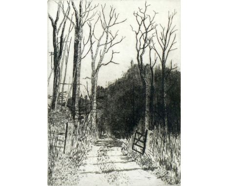 FOWLER ORIGINAL ETCHING "The Path to the Forest" Signed, titled and dated 188 & numbered no 5/50 6 3/4" x 4 3/4"