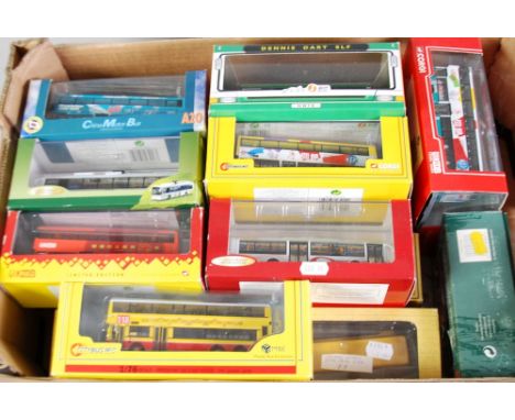 EIGHTEEN CORGI AND OTHER 1:76 SCALE MINT AND BOXED MODELS OF CITY BUSSES, mainly from the Orient, includes Hong Kong's 3 axle