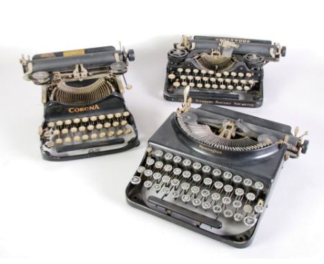 An early 20th Century Corona portable typewriter, an Underwood ditto, and an Ajax Typewriter Co ditto (3)