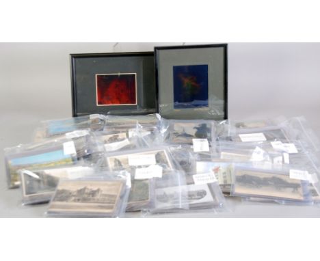Approximately 250 and mostly early 20th Century and later topographical and other world postcards, also two framed and glazed
