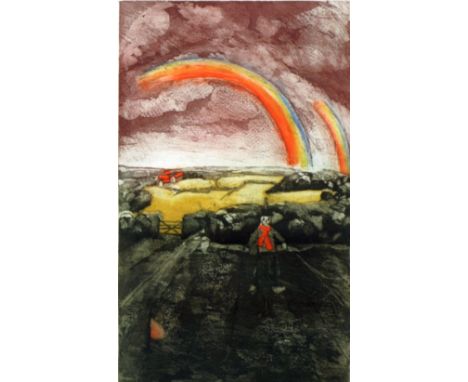 DASDA GH  ARTIST SIGNED LIMITED EDITION COLOUR ETCHING THEOPHONE (?) SCARECROW (9/50) SIGNED, TITLED AND NUMBERED IN PENCIL 1