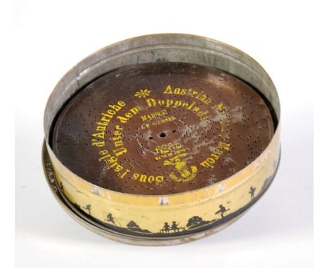 A late 19th century German walnut cased table polyphon with ten 9 1/2" (24cm) discs