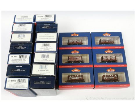 Bachmann OO Gauge a group of Goods Wagons consisting of Ref 37-2012K 7-Plank Gloucester Railway Carriage, Ref 37-079T 7-Plank