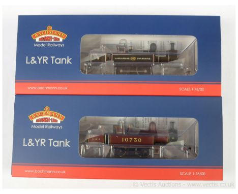 Bachmann OO Gauge pair of Steam Outline Locomotives consisting of Ref 31-168A 2-4-2 Tank Loco LMS lined crimson "ex-L&amp;YR"