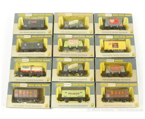 Group of Goods Wagons consisting of W600P Ore Wagon Clay Cross, W5004 Ventilated Van Dunlop, 5005 Cement Wagon Tunnel, W5006 
