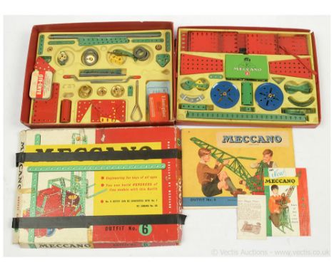 Meccano 1960's No.6 Outfit with parts in light green and red, all have been used and includes instruction outfit No.6 date co