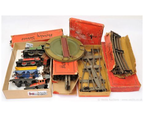 Hornby O Gauge a group of mainly post-war items consisting of a Type 101 0-4-0 Tank Loco LNER green No.460, clockwork.  M1 0-