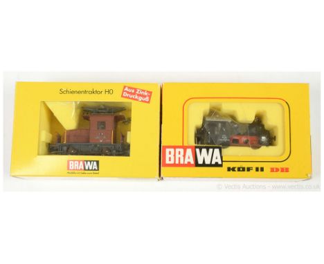 Brawa HO Diesel and Overhead Electric Locos comprising 0486 0-4-0 KOF Diesel Shunter No.6501, left side cab front window deta