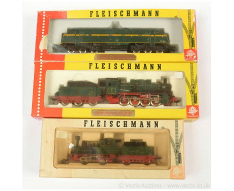 Fleischmann HO European Outline Steam and Diesel Locos comprising 4147 0-8-0 KPEV green livery Class G8 Loco No.4537, 4110 0-