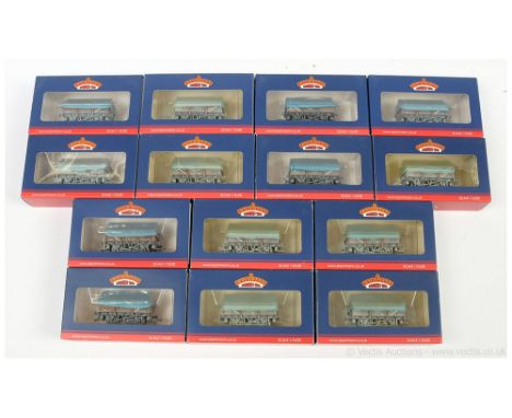 Bachmann OO Gauge factory weathered BR China Clay Wagons with hoods (much duplication) comprising 7 x 33-081C, 2 x 33-085, 4 
