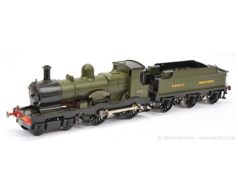 Scratchbuilt Gauge 1 1/32nd scale 4-4-0 Loco and Tender Great Western plain green Earl Class "Tree Pol and Pen" No.3265, 2-ra