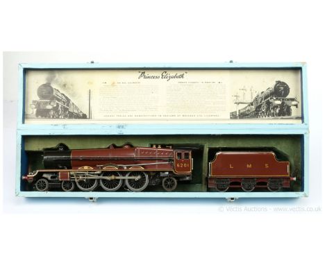 Hornby O Gauge 4-6-2 Loco and Tender LMS maroon "Princess Elizabeth" No.6201, 3-rail electric. Loco fitted with alternative p