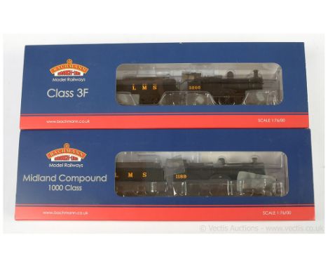 Bachmann OO Gauge pair of LMS Steam Outline Locomotives consisting of Ref 31-931 4-4-0 Loco and Tender LMS "Compound" black N
