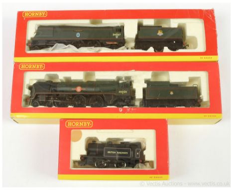 Hornby (China) BR Steam Locos comprising R2204 4-6-2 green Rebuilt Merchant Navy Class No.35028 "Bibby Line", left side rear 