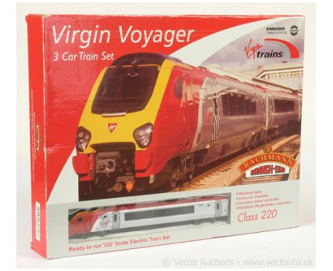Bachmann OO Gauge 30-600 Virgin Trains Class 220 Virgin Voyager DEMU Train Set containing 3-Car Class 220 DMU along with oval