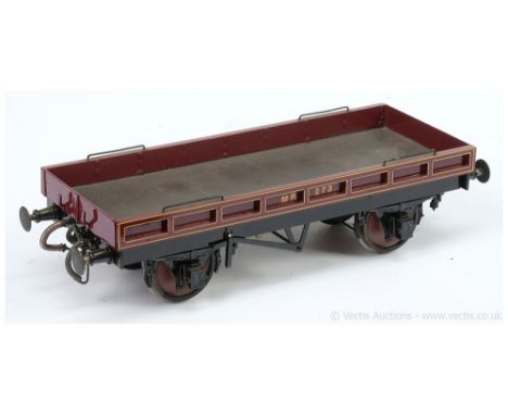 P Forsyth Scratchbuilt Gauge 1 10mm scale 4-wheel MR Low Sided Wagon No.273.  Superbly painted and lined with MR and running 