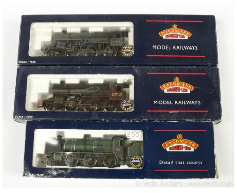 Bachmann OO Gauge trio of Steam Outline Locomotives consisting of Ref 32-178 2-6-0 Loco and Tender LMS lined black Crab No.27