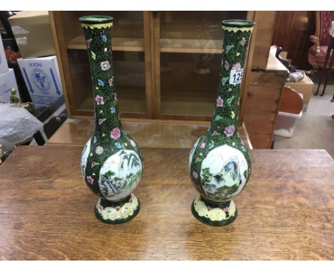 A pair of Chinese republic enamel vases.