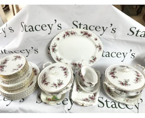 Royal Albert Lavender rose plates, dishes etc. Meissen bird and child figure, paperweight and Japanese ginger jar. this lot c