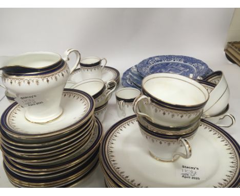 A collection of Spode blue and white plates and an Aynsley bone china tea and coffee set.