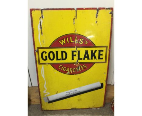 A vintage Wills Gold Flake cigarettes enamel advertising sign, 60cm wide 92cm wide