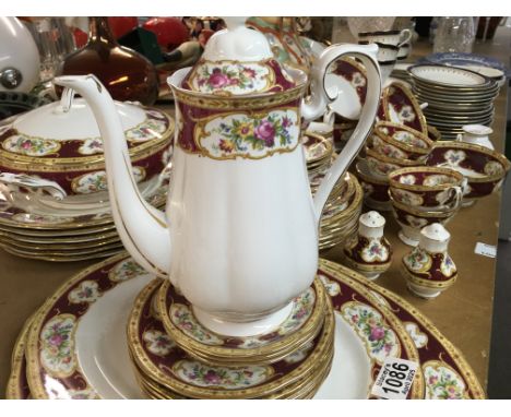 A Royal Albert Lady Hamilton service including coffee pot dinner plates cups saucers tureens milk
