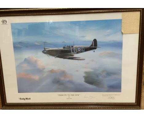 Tribute to a Few, Keith Hill limited edition print signed by Wing commander PPC Barthropp DFC, AFC, RAF. 1541/2000, Daily Mai