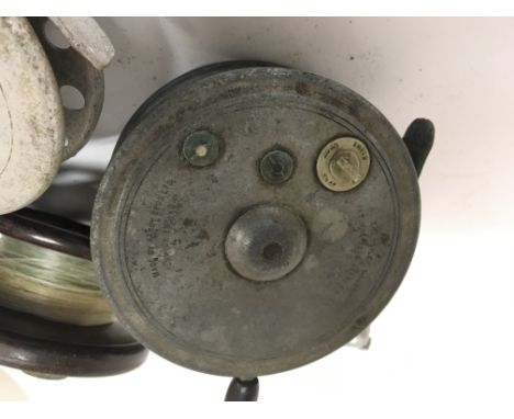 A Vintage Hardy Brothers of Alnwick fishing reel The Silex Major other vintage fishing reels a box of fishing tackle and oddm