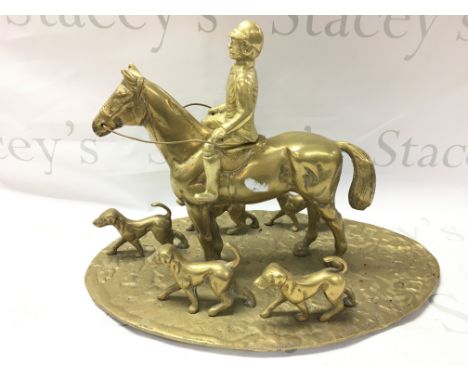 A Brass Figurine Depicting A Hunting Scene. Approximate Height 30CM. Length 45CM.